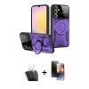 MARSİLYAN™- Galaxy A25 5G Kılıf Kıvılcım Modern Serisi - Siyah 3D Antistatik Mat Seramik Nano Ekran Koruyucu + Kamera Lens Koruma Cam - SF