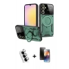 MARSİLYAN™- Galaxy A25 5G Kılıf Kıvılcım Modern Serisi - Siyah 3D Antistatik Mat Seramik Nano Ekran Koruyucu + Valdez Metal Kamera Lens - GS