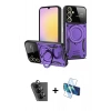 MARSİLYAN™- Galaxy A25 5G Kılıf Kıvılcım Modern Serisi - Siyah 3D Antistatik Seramik Nano Ekran Koruyucu + Valdez Metal Kamera Lens - SH