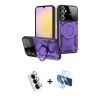 MARSİLYAN™- Galaxy A25 5G Kılıf Kıvılcım Modern Serisi - Siyah 3D Antistatik Seramik Nano Ekran Koruyucu + Valdez Metal Kamera Lens - GS