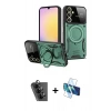MARSİLYAN™- Galaxy A25 5G Kılıf Kıvılcım Modern Serisi - Siyah 3D Antistatik Seramik Nano Ekran Koruyucu + Valdez Metal Kamera Lens - SH