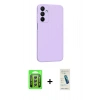 MARSİLYAN™- Galaxy A25 5G Kılıf Kozmos Yansıma Özel Seri - Şeffaf Pasifik Cam Ekran Koruyucu + Raze Metal Kamera Lens - GS