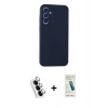 MARSİLYAN™- Galaxy A25 5G Kılıf Kozmos Yansıma Özel Seri - Şeffaf Pasifik Cam Ekran Koruyucu + Valdez Metal Kamera Lens - GS