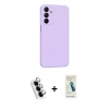 MARSİLYAN™- Galaxy A25 5G Kılıf Kozmos Yansıma Özel Seri - Şeffaf Pasifik Cam Ekran Koruyucu + Valdez Metal Kamera Lens - GS