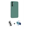 MARSİLYAN™- Galaxy A25 5G Kılıf Kozmos Yansıma Özel Seri - Siyah 3D Antistatik Cam Ekran Koruyucu + Valdez Metal Kamera Lens - GS