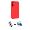 MARSİLYAN™- Galaxy A25 5G Kılıf Kozmos Yansıma Özel Seri - Siyah 3D Antistatik Cam Ekran Koruyucu + Valdez Metal Kamera Lens - GS