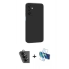 MARSİLYAN™- Galaxy A25 5G Kılıf Kozmos Yansıma Özel Seri - Siyah 3D Antistatik Cam Ekran Koruyucu + Valdez Metal Kamera Lens - SH