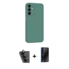 MARSİLYAN™- Galaxy A25 5G Kılıf Kozmos Yansıma Özel Seri - Siyah 3D Antistatik Hayalet Cam Ekran Koruyucu + Valdez Metal Kamera Lens - SH