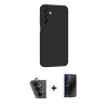 MARSİLYAN™- Galaxy A25 5G Kılıf Kozmos Yansıma Özel Seri - Siyah 3D Antistatik Hayalet Cam Ekran Koruyucu + Valdez Metal Kamera Lens - SH