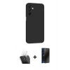 MARSİLYAN™- Galaxy A25 5G Kılıf Kozmos Yansıma Özel Seri - Siyah 3D Antistatik Hayalet Cam Ekran Koruyucu + Kamera Lens Koruma Cam - SF