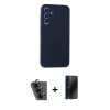 MARSİLYAN™- Galaxy A25 5G Kılıf Kozmos Yansıma Özel Seri - Siyah 3D Antistatik Hayalet Cam Ekran Koruyucu + Valdez Metal Kamera Lens - SH