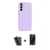MARSİLYAN™- Galaxy A25 5G Kılıf Kozmos Yansıma Özel Seri - Siyah 3D Antistatik Hayalet Cam Ekran Koruyucu + Valdez Metal Kamera Lens - SH
