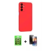 MARSİLYAN™- Galaxy A25 5G Kılıf Kozmos Yansıma Özel Seri - Siyah 3D Antistatik Mat Seramik Nano Ekran Koruyucu + Raze Metal Kamera Lens - GS