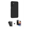 MARSİLYAN™- Galaxy A25 5G Kılıf Kozmos Yansıma Özel Seri - Siyah 3D Antistatik Mat Seramik Nano Ekran Koruyucu + Valdez Metal Kamera Lens - SH