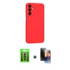 MARSİLYAN™- Galaxy A25 5G Kılıf Kozmos Yansıma Özel Seri - Siyah 3D Antistatik Mat Seramik Nano Ekran Koruyucu + Raze Metal Kamera Lens - SH