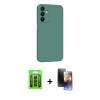 MARSİLYAN™- Galaxy A25 5G Kılıf Kozmos Yansıma Özel Seri - Siyah 3D Antistatik Mat Seramik Nano Ekran Koruyucu + Raze Metal Kamera Lens - SH