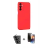 MARSİLYAN™- Galaxy A25 5G Kılıf Kozmos Yansıma Özel Seri - Siyah 3D Antistatik Mat Seramik Nano Ekran Koruyucu + Valdez Metal Kamera Lens - SH