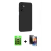 MARSİLYAN™- Galaxy A25 5G Kılıf Kozmos Yansıma Özel Seri - Siyah 3D Antistatik Mat Seramik Nano Ekran Koruyucu + Raze Metal Kamera Lens - SH