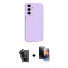 MARSİLYAN™- Galaxy A25 5G Kılıf Kozmos Yansıma Özel Seri - Siyah 3D Antistatik Mat Seramik Nano Ekran Koruyucu + Valdez Metal Kamera Lens - SH