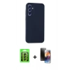 MARSİLYAN™- Galaxy A25 5G Kılıf Kozmos Yansıma Özel Seri - Siyah 3D Antistatik Mat Seramik Nano Ekran Koruyucu + Raze Metal Kamera Lens - SH