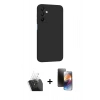 MARSİLYAN™- Galaxy A25 5G Kılıf Kozmos Yansıma Özel Seri - Siyah 3D Antistatik Mat Seramik Nano Ekran Koruyucu + Kamera Lens Koruma Cam - SF