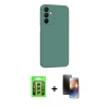 MARSİLYAN™- Galaxy A25 5G Kılıf Kozmos Yansıma Özel Seri - Siyah 3D Antistatik Mat Seramik Nano Ekran Koruyucu + Raze Metal Kamera Lens - GS