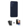 MARSİLYAN™- Galaxy A25 5G Kılıf Kozmos Yansıma Özel Seri - Siyah 3D Antistatik Mat Seramik Nano Ekran Koruyucu + Valdez Metal Kamera Lens - SH