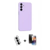 MARSİLYAN™- Galaxy A25 5G Kılıf Kozmos Yansıma Özel Seri - Siyah 3D Antistatik Mat Seramik Nano Ekran Koruyucu + Gümüş Valdez Metal Kamera Lens
