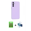 MARSİLYAN™- Galaxy A25 5G Kılıf Kozmos Yansıma Özel Seri - Siyah 3D Antistatik Seramik Nano Ekran Koruyucu + Raze Metal Kamera Lens - GS