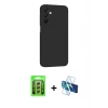 MARSİLYAN™- Galaxy A25 5G Kılıf Kozmos Yansıma Özel Seri - Siyah 3D Antistatik Seramik Nano Ekran Koruyucu + Raze Metal Kamera Lens - GS