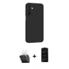 MARSİLYAN™- Galaxy A25 5G Kılıf Kozmos Yansıma Özel Seri - Siyah 6D Antistatik Mat Seramik Hayalet Nano Ekran Koruyucu + Kamera Lens Koruma Cam - SF