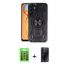 MARSİLYAN™- Galaxy A25 5G Kılıf Nova Yansıma Prime - Siyah 3D Antistatik Hayalet Cam Ekran Koruyucu + Raze Metal Kamera Lens - GS