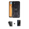 MARSİLYAN™- Galaxy A25 5G Kılıf Nova Yansıma Prime - Siyah 3D Antistatik Hayalet Cam Ekran Koruyucu + Valdez Metal Kamera Lens - SH