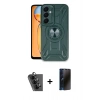 MARSİLYAN™- Galaxy A25 5G Kılıf Nova Yansıma Prime - Siyah 3D Antistatik Hayalet Cam Ekran Koruyucu + Valdez Metal Kamera Lens - SH