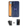 MARSİLYAN™- Galaxy A25 5G Kılıf Nova Yansıma Prime - Siyah 3D Antistatik Hayalet Cam Ekran Koruyucu + Valdez Metal Kamera Lens - SH