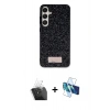 MARSİLYAN™- Galaxy A25 5G Kılıf Vadi Klasik Serisi - Siyah 3D Antistatik Cam Ekran Koruyucu + Kamera Lens Koruma Cam - SF
