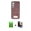 MARSİLYAN™- Galaxy A25 5G Kılıf Vadi Klasik Serisi - Siyah 3D Antistatik Mat Seramik Nano Ekran Koruyucu + Raze Metal Kamera Lens - GS