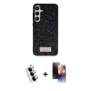 MARSİLYAN™- Galaxy A25 5G Kılıf Vadi Klasik Serisi - Siyah 3D Antistatik Mat Seramik Nano Ekran Koruyucu + Valdez Metal Kamera Lens - GS