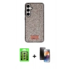 MARSİLYAN™- Galaxy A25 5G Kılıf Vadi Klasik Serisi - Siyah 3D Antistatik Mat Seramik Nano Ekran Koruyucu + Raze Metal Kamera Lens - GS