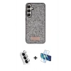 MARSİLYAN™- Galaxy A25 5G Kılıf Vadi Klasik Serisi - Siyah 3D Antistatik Seramik Nano Ekran Koruyucu + Valdez Metal Kamera Lens - GS