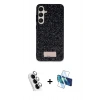 MARSİLYAN™- Galaxy A25 5G Kılıf Vadi Klasik Serisi - Siyah 3D Antistatik Seramik Nano Ekran Koruyucu + Valdez Metal Kamera Lens - GS