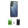 MARSİLYAN™- Galaxy A25 5G Kılıf Vadi Minimal - Siyah 3D Antistatik Hayalet Cam Ekran Koruyucu + Raze Metal Kamera Lens - SH