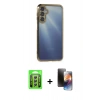 MARSİLYAN™- Galaxy A25 5G Kılıf Vadi Minimal - Siyah 3D Antistatik Mat Seramik Nano Ekran Koruyucu + Raze Metal Kamera Lens - GS