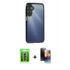 MARSİLYAN™- Galaxy A25 5G Kılıf Vadi Minimal - Siyah 3D Antistatik Mat Seramik Nano Ekran Koruyucu + Raze Metal Kamera Lens - SH