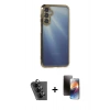 MARSİLYAN™- Galaxy A25 5G Kılıf Vadi Minimal - Siyah 3D Antistatik Mat Seramik Nano Ekran Koruyucu + Valdez Metal Kamera Lens - SH