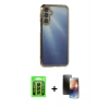 MARSİLYAN™- Galaxy A25 5G Kılıf Vadi Minimal - Siyah 3D Antistatik Mat Seramik Nano Ekran Koruyucu + Raze Metal Kamera Lens - SH
