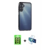 MARSİLYAN™- Galaxy A25 5G Kılıf Vadi Minimal - Siyah 3D Antistatik Seramik Nano Ekran Koruyucu + Raze Metal Kamera Lens - GS