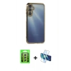 MARSİLYAN™- Galaxy A25 5G Kılıf Vadi Minimal - Siyah 3D Antistatik Seramik Nano Ekran Koruyucu + Raze Metal Kamera Lens - GS