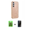 MARSİLYAN™- Galaxy A25 5G Kılıf Yankı Doku Prime - Siyah 3D Antistatik Hayalet Cam Ekran Koruyucu + Raze Metal Kamera Lens - SH