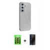 MARSİLYAN™- Galaxy A25 5G Kılıf Yankı Doku Prime - Siyah 3D Antistatik Hayalet Cam Ekran Koruyucu + Raze Metal Kamera Lens - SH